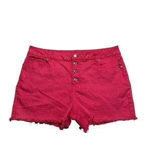 Maurices Hi-Rise Button Front Raw Hem Denim Shorts Sz 16